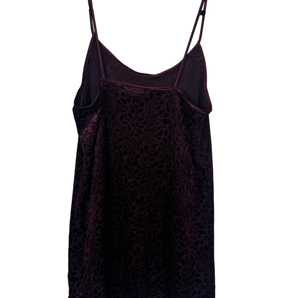 Vassarette Womens Burgundy Floral Burnout Velvet Camisole Tank Top Large RN90048 - Picture 9 of 16